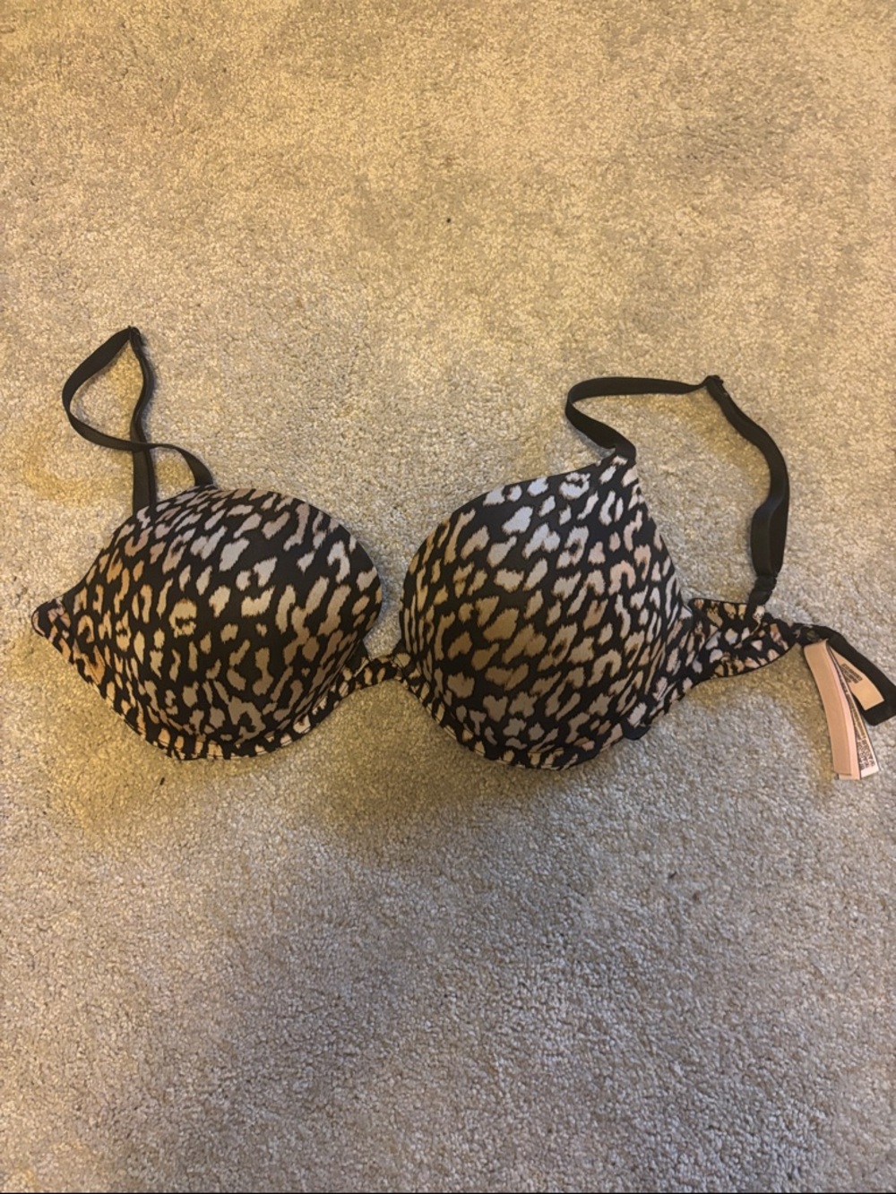 Victoria's Secret Leopard Print Push-Up Bra in Brown and Black